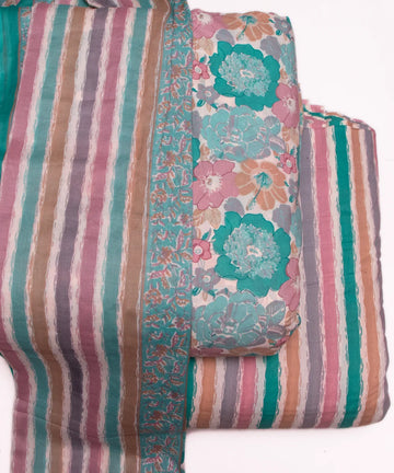 Sea Green  Floral Print Cotton Suit